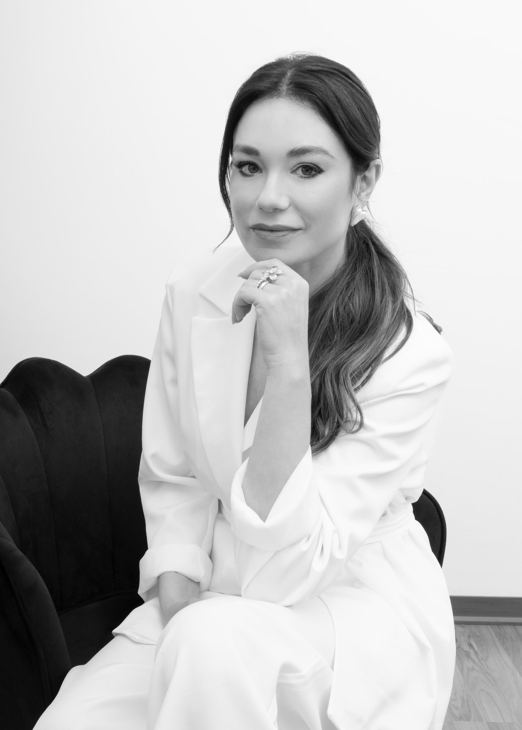 Black-and-white portrait of Alessandra Villelli