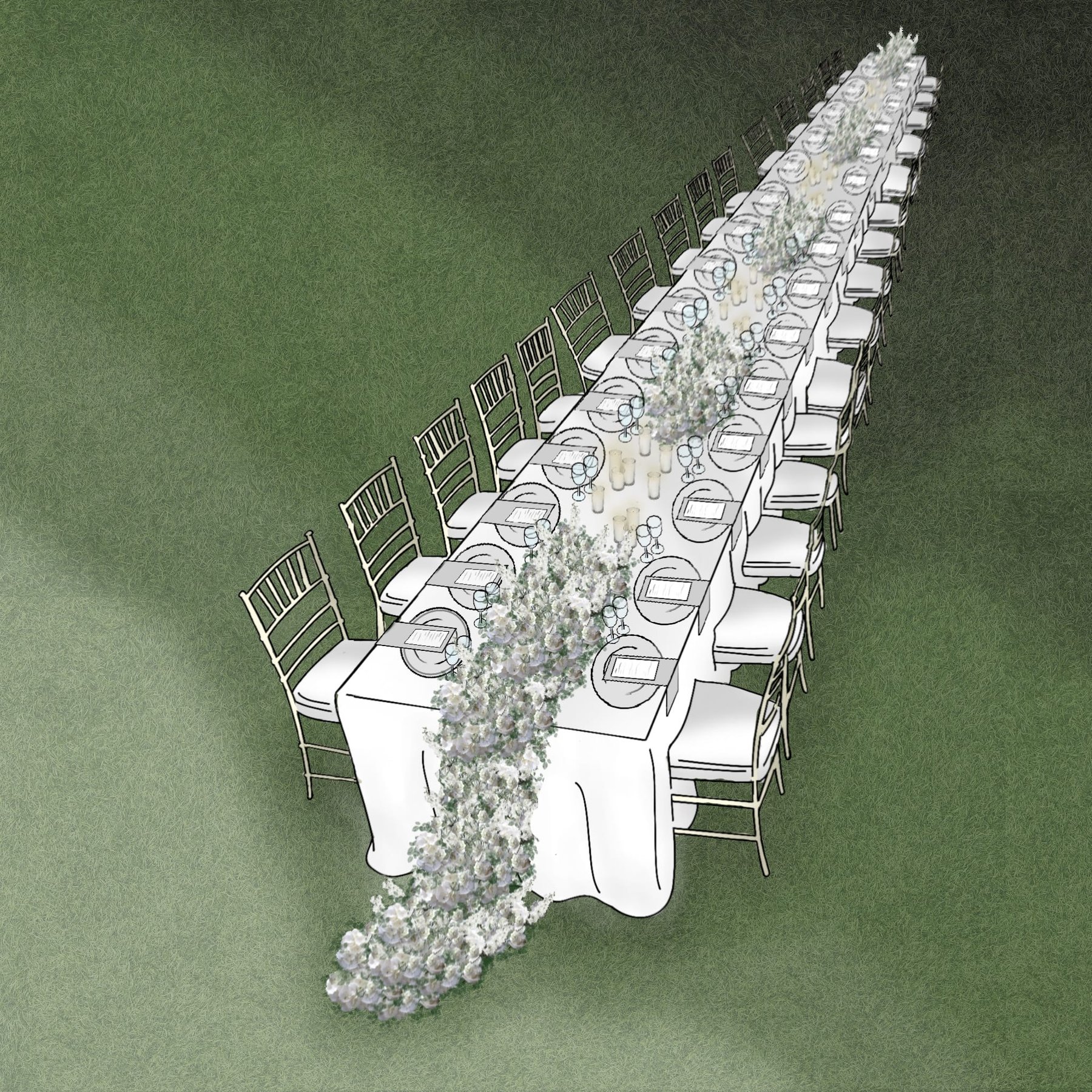 Design board for the long table for Biagio and Mena’s wedding