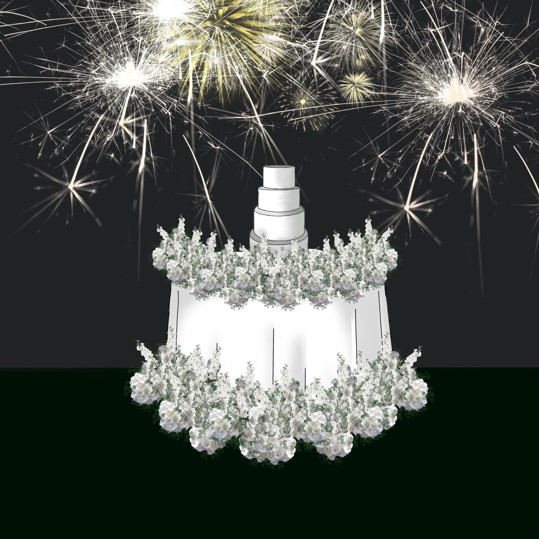 Design board for the cake for Biagio and Mena’s wedding